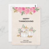 Thanksgiving witte en goudpompoenen Waterverf Briefkaart (Voorkant / Achterkant)