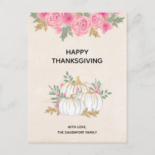Thanksgiving witte en goudpompoenen Waterverf Briefkaart