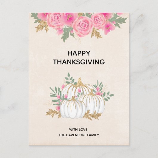 Thanksgiving witte en goudpompoenen Waterverf Briefkaart (Voorkant)