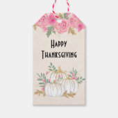 Thanksgiving witte en goudpompoenen Waterverf Cadeaulabel (Voorkant)