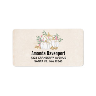 Thanksgiving witte en goudpompoenen Waterverf Etiket