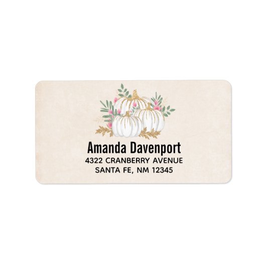 Thanksgiving witte en goudpompoenen Waterverf Etiket (Voorkant)