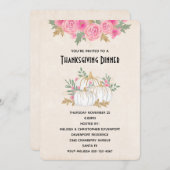 Thanksgiving witte en goudpompoenen Waterverf Kaart (Voorkant / Achterkant)