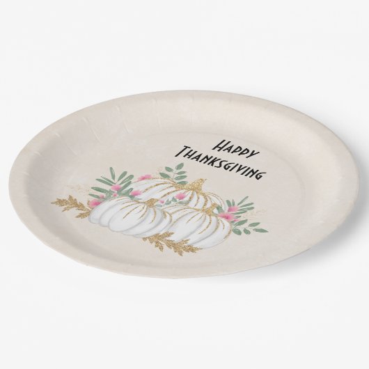 Thanksgiving witte en goudpompoenen Waterverf Papieren Bordje (Gekanteld)