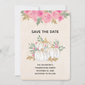 Thanksgiving witte en goudpompoenen Waterverf Save The Date (Voorkant)