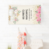 Thanksgiving witte en goudpompoenen Waterverf Spandoek (Insitu)