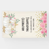 Thanksgiving witte en goudpompoenen Waterverf Spandoek (Horizontaal)