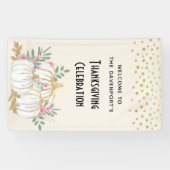 Thanksgiving witte en goudpompoenen Waterverf Spandoek (Horizontaal)