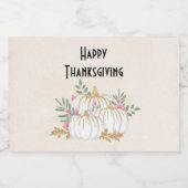 Thanksgiving witte en goudpompoenen Waterverf Sparkling Wijnetiket (Enkel label)