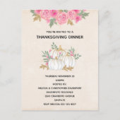 Thanksgiving witte en goudpompoenen Waterverf Uitnodiging Briefkaart (Voorkant)