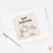 Thanksgiving witte en goudpompoenen Waterverf Vierkante Sticker (Envelop)