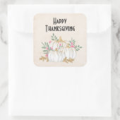 Thanksgiving witte en goudpompoenen Waterverf Vierkante Sticker (Tas)