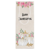 Thanksgiving witte en goudpompoenen Waterverf Wijn Cadeautas (Achterkant)