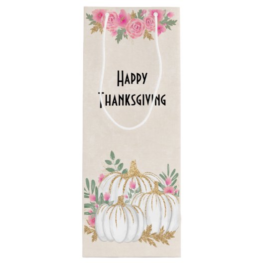 Thanksgiving witte en goudpompoenen Waterverf Wijn Cadeautas (Achterkant)