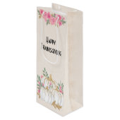 Thanksgiving witte en goudpompoenen Waterverf Wijn Cadeautas (Voorkant Gekanteld)