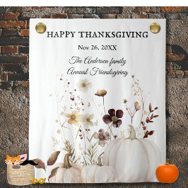 Thanksgiving Witte Pompoen Bloem Afbeelding Achter Wandkleed