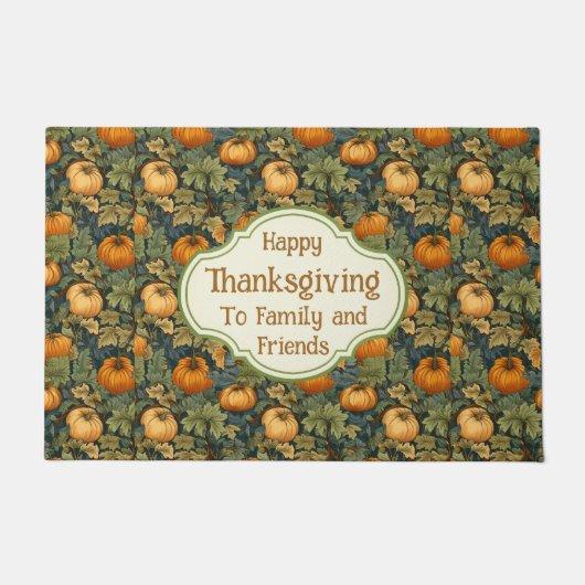 Thanksgiving WM Morris Aangepaste Herfst Pompoen Deurmat (Voorkant)