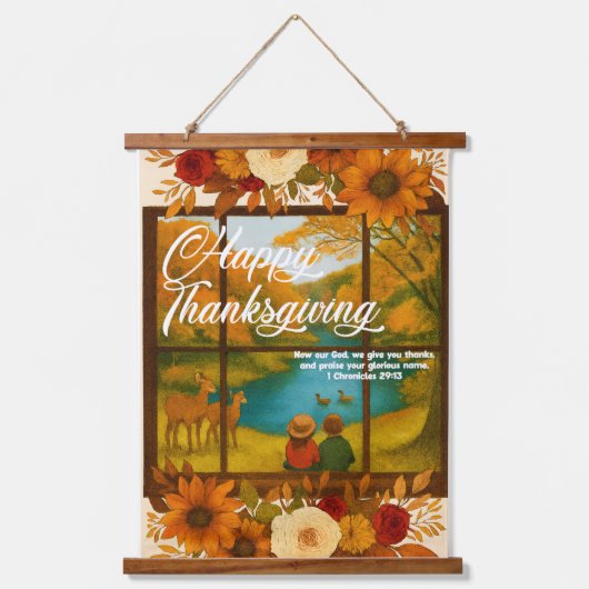 Thanksgiving Wood Topped Wall Tapestry Hangend Wandkleed (Voorkant)