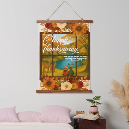 Thanksgiving Wood Topped Wall Tapestry Hangend Wandkleed (Slaapkamer)