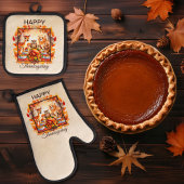 Thanksgiving Woodland Animals herfstbladeren Ovenwant & Pannenlap Set