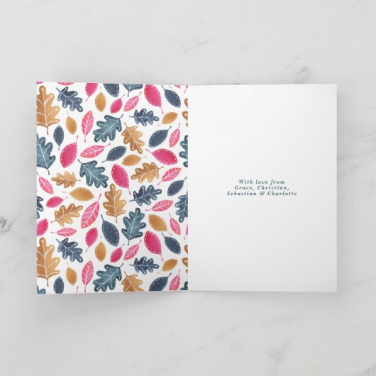 Thanksgiving Woodland Leaf Pattern Foto Feestdagen Kaart (Binnen)