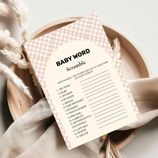 Thanksgiving woord scramble baby shower spel kaart