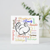 Thanksgiving woorden aangepast feestdagenkaart (Staand voorkant)