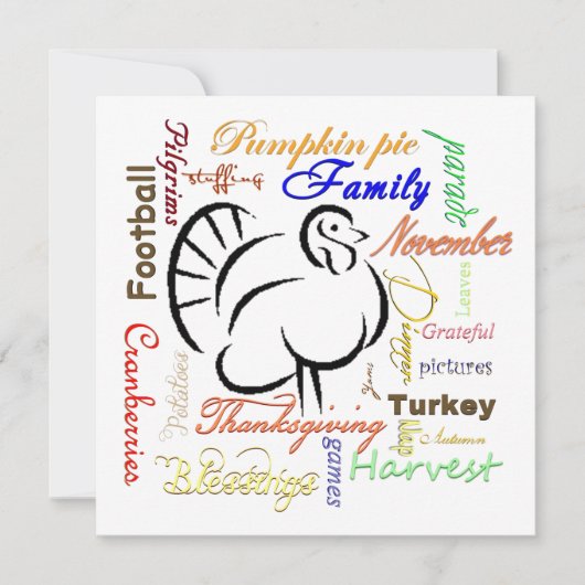 Thanksgiving woorden aangepast feestdagenkaart (Voorkant)