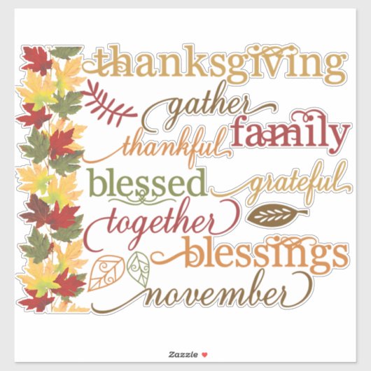 Thanksgiving woorden sticker (Vel)