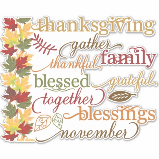 Thanksgiving woorden sticker (Voorkant)