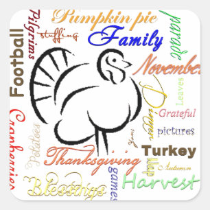 Thanksgiving woorden vierkante sticker