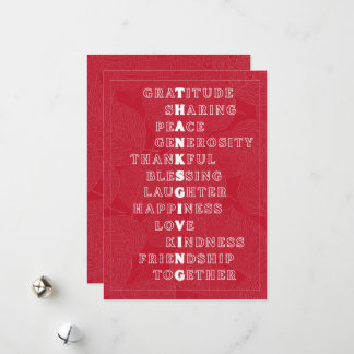  Thanksgiving Word Art in Various Colors Feestdagenkaart