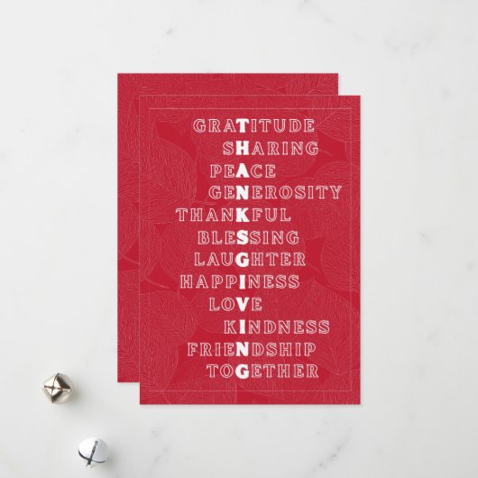  Thanksgiving Word Art in Various Colors Feestdagenkaart (Voorkant / Achterkant in situ)