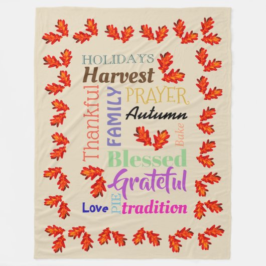 Thanksgiving Word List Fleece Blanket (Voorkant)