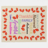 Thanksgiving Word List Fleece Blanket (Voorkant (Horizontaal))