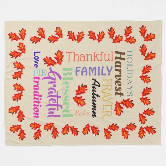 Thanksgiving Word List Fleece Blanket (Voorkant (Horizontaal))