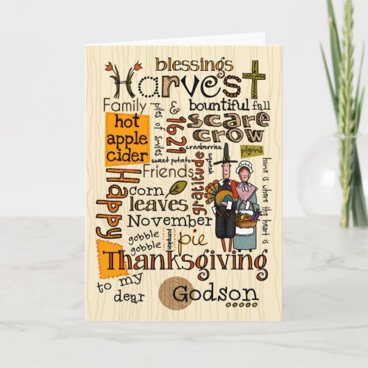 Thanksgiving Wordcloud - Peetzoon Feestdagen Kaart (Voorkant)