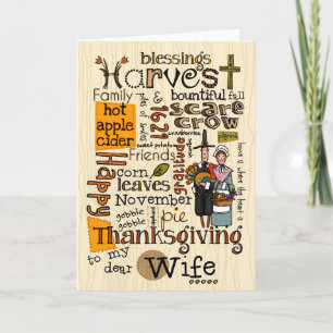 Thanksgiving Wordcloud - Vrouw Feestdagen Kaart