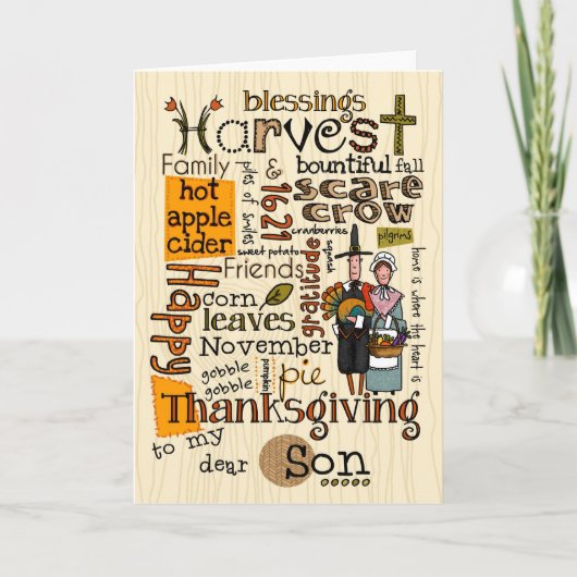 Thanksgiving Wordcloud - Zoon Feestdagen Kaart (Voorkant)