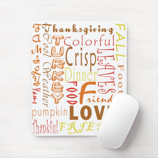 Thanksgiving Words Mousepad Muismat (Met muis)