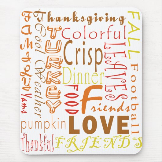 Thanksgiving Words Mousepad Muismat (Voorkant)
