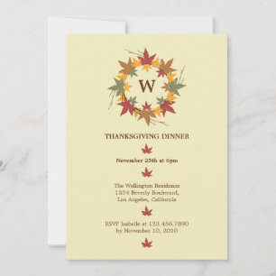 Thanksgiving Wreater Dinner Party Invitation Kaart