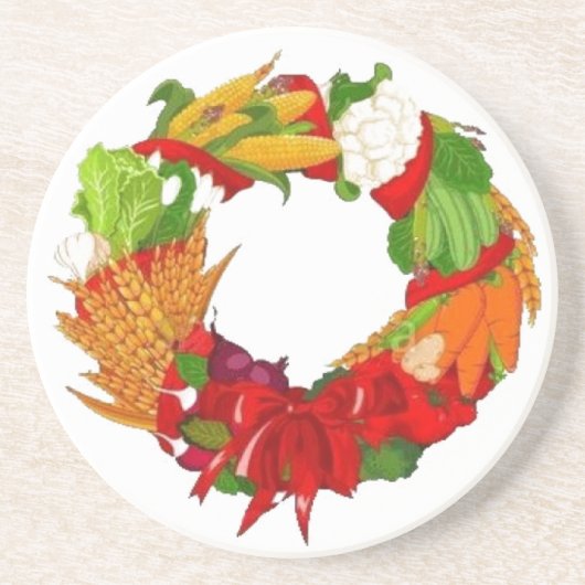 Thanksgiving Wreath Zandsteen Onderzetter (Voorkant)