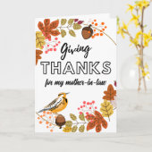 Thanksgiving Wreatmoeder in Law Custom Front Kaart (Gele Bloem)