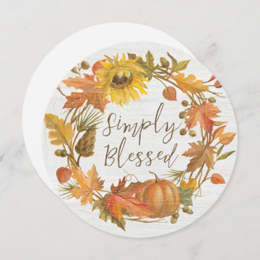 Thanksgiving Wreator - eenvoudig ontpitte Feestdagenkaart (Voorkant / Achterkant)