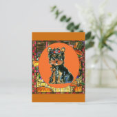 Thanksgiving Yorkie Poo Feestdagenkaart (Staand voorkant)