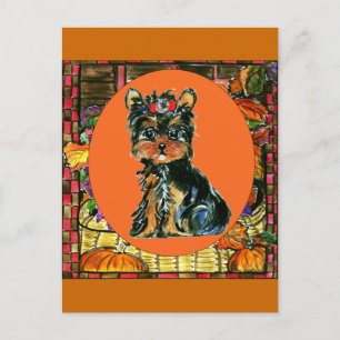Thanksgiving Yorkie Poo Feestdagenkaart