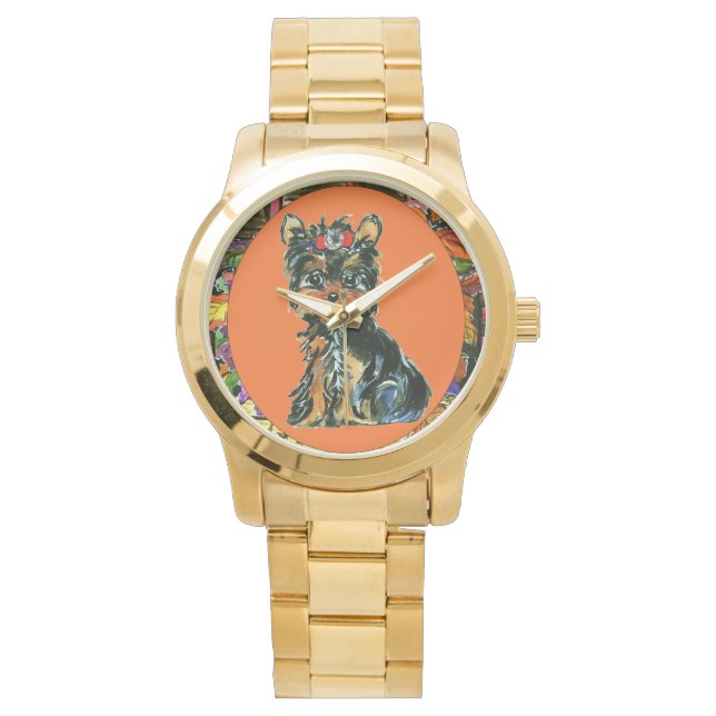 Thanksgiving Yorkie Poo Horloge (Voorkant)