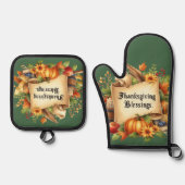 Thanksgiving zegenen ovenwant & pannenlap set (Voorkant)