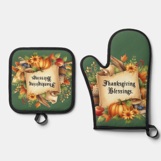 Thanksgiving zegenen ovenwant & pannenlap set (Voorkant)